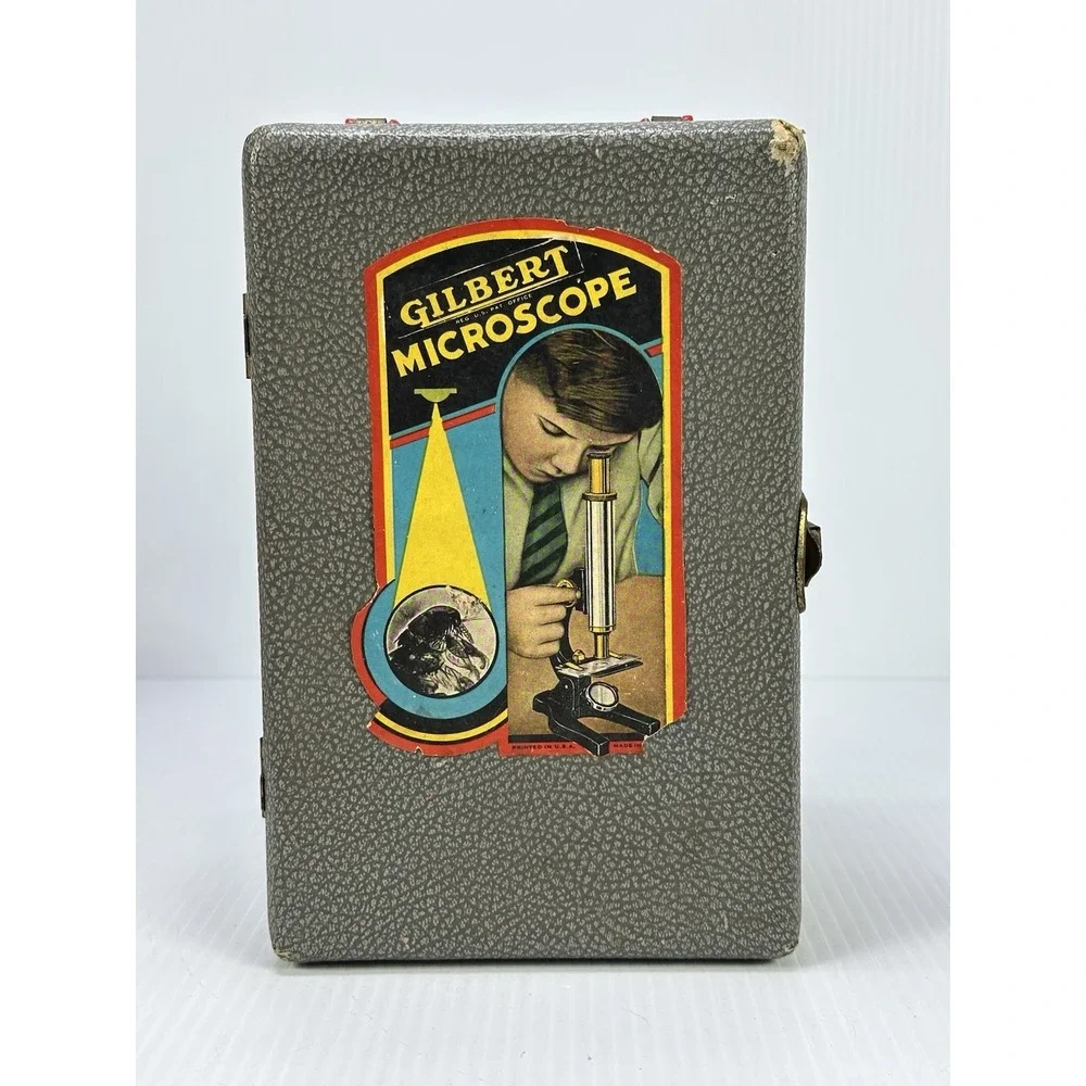 Vintage Gilbert S-25 Microscope Set Case Larger Eyepiece Dropper Instructions